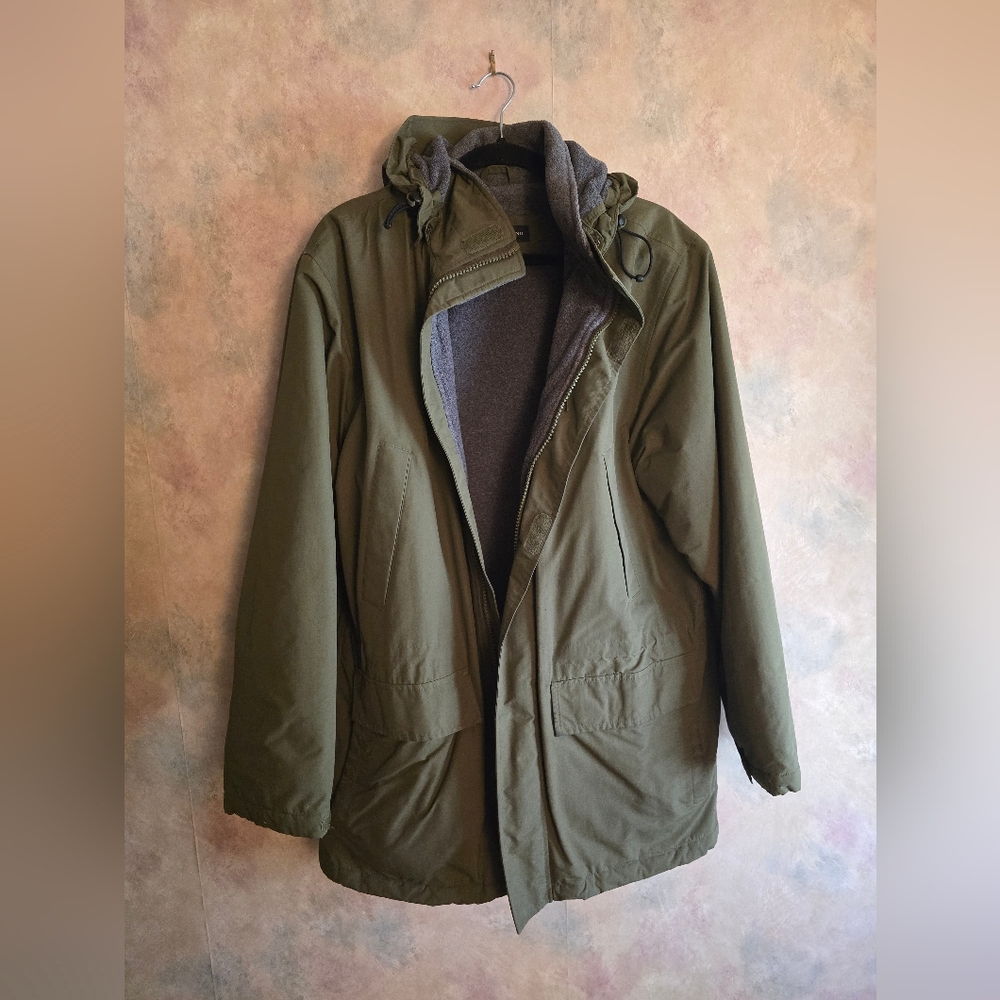 LAND'S END Men's Fleece-lined Outrigger Squall Parka, Green, Size M (38-40)